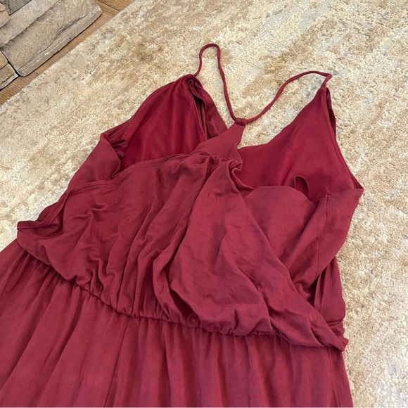 Moulinette Soeurs Willa Jersey Knit Jumpsuit Burgundy Red Racer Back Wide Leg: L - Picture 12 of 13